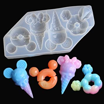 iSuperb Cute Resin Mold Key Chain Silicone Mold DIY Ice Cream Topper Decoration Resin Casting Molds Pendant Jewellery Molds for Necklace, Earrings, Accessories Ornament