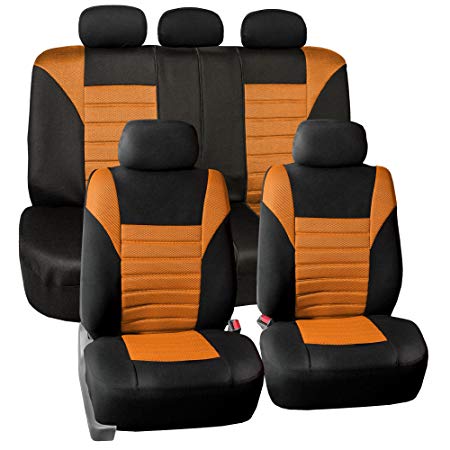 FH Group FB068ORANGE115 Orange Universal Car Seat Cover (Premium 3D Air mesh Design Airbag and Rear Split Bench Compatible)