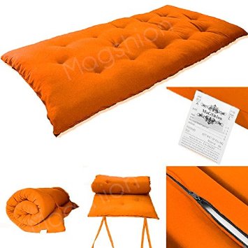 3" Single Size(3"x27"x80") Tatami Floor Mat- Japanese Bed, Rolling Bed, Thai Massage Bed, Mattresses (Orange)