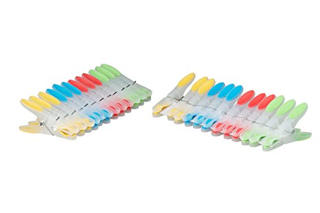 Greenco Laundry Clips - Plastic Clothespins with Spring - 24 Pack, 4 Colors