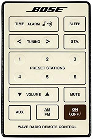 Genuine OEM Bose REMOTE CONTROL for Bose Wave Radio Cream White Series I Models AWR1-1W, AWR113, AWR131, Versions 1, 2, 3 and (AWR1G1 Version 5 w/o alarm set)