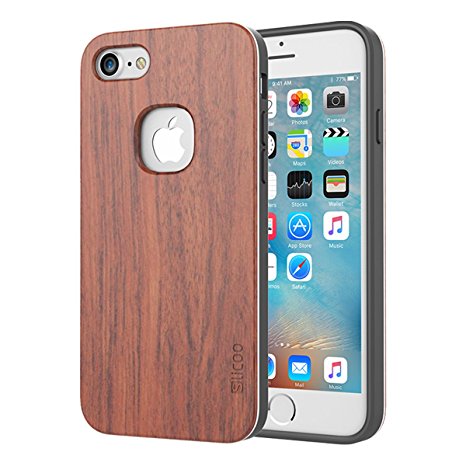 iPhone 7 Case, Slicoo [Nature Series] Wood Slim Covering Case for iPhone 7 (Rosewood)