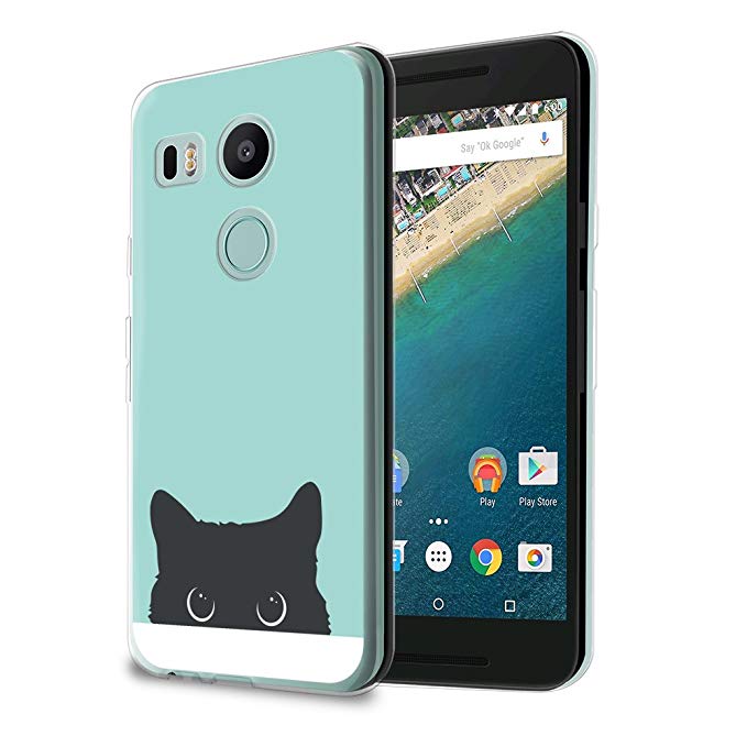 HelloGiftify Nexus 5X Case, Tiffany Blue&Cat TPU Soft Gel Protective Case for Nexus 5X