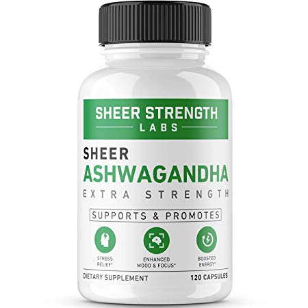 High Potency 2000mg Organic Ashwagandha Root Powder Extract | Natural Anti-Stress & Mood & Thyroid Support Supplement | 120 Gluten-Free & Non-GMO Veggie Capsules - Sheer Strength Labs
