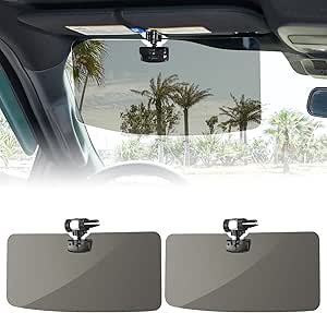 JOYTUTUS Sun Visor for Pickup Truck, 2 Pack Polarized Sun Visor Extender for Truck, Universal UV400 Car Visor Extension Anti-Glare Easy to Install, Protect from Glare/UV Ray/Stray Light