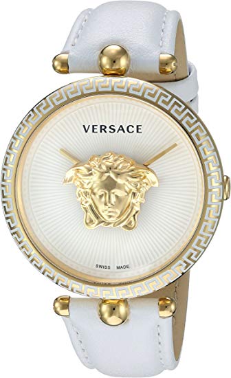 Versace Women's 'Palazzo Empire' Swiss Quartz Gold and Leather Casual Watch, Color:White (Model: VCO040017)