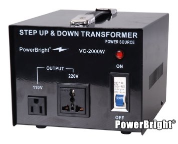 Power Bright VC2000W Voltage Transformer 2000 Watt Step Up/Down converter  110/120 Volt - 220/240 Volt