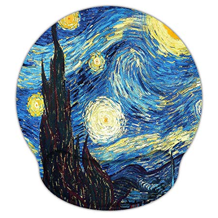 Mouse Pads for Computers Ergonomic Memory Foam Nonslip Van Gogh Wrist Support-Lightweight Rest Mousepad for Office,Gaming,Computer, Laptop & Mac,Pain Relief,at Home Or Work (Starry Night)