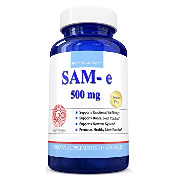 SAM e 500mg Supplement 180 Capsules - Pure SAMe 1500mg Daily Supplement ( s adenosyl methionine ) Best Joint and Mood Anxiety Liver Support – Extra Strength by BoostCeuticals