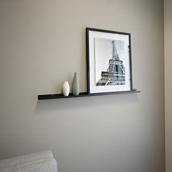 Floating Ledge Metal, Picture, Photo and Art Display, Modern Shelf 3 Ft Long by 2 in Wide (3FTB20IN, Black)