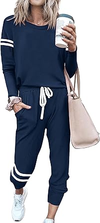 MASCOMODA 2 Piece Lounge Sets for Women 2023 Two Piece Outfits Jogger Set Long Sleeve Sweatshirt and Long Pants with Pockets