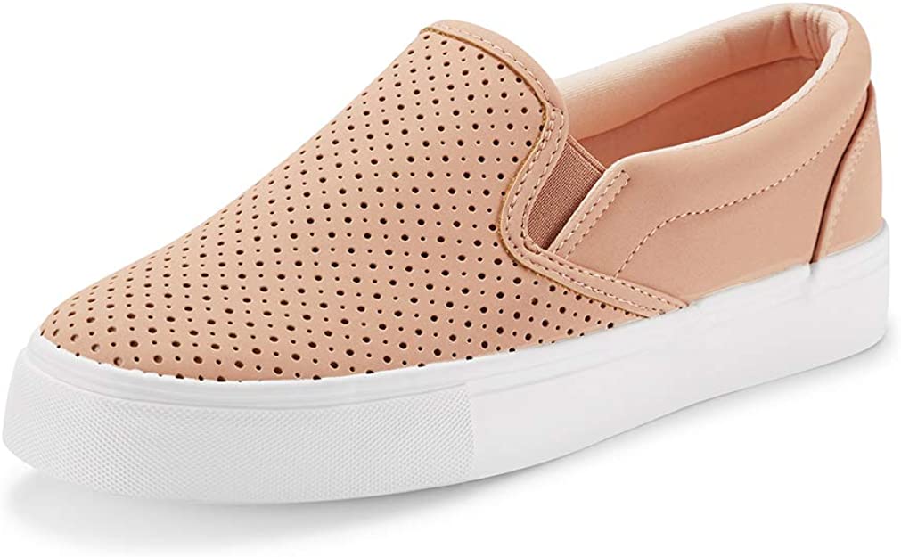 JENN ARDOR Women’s Fashion Sneakers Perforated Slip on Flats Comfortable Walking Casual Shoes