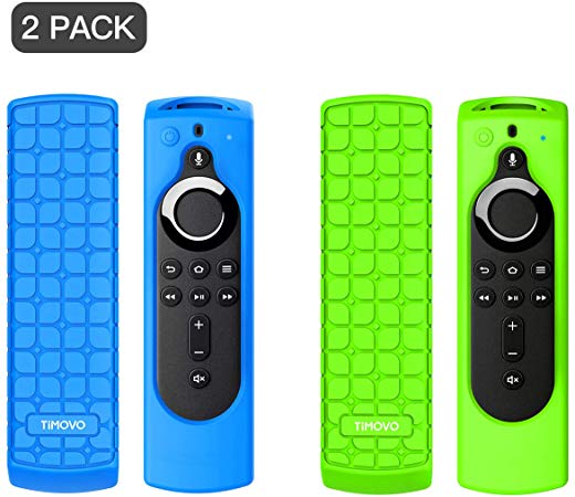 TiMOVO Protective Case Compatible for Fire TV Stick 4K Remote, [2 Pack] Silicone Anti Slip Shockproof Cover Fit Fire TV Cube/Fire TV(3rd Gen) with All-New Alexa Voice Remote (2nd Gen) - Blue   Green