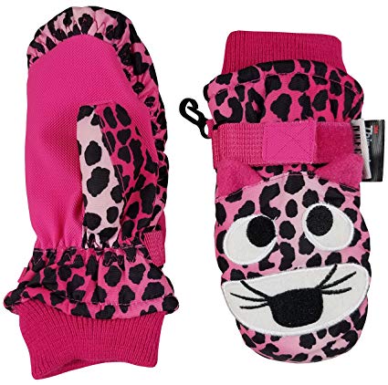N'Ice Caps Little Kids and Baby Cute Animal Faces Waterproof Winter Mittens