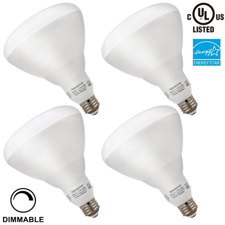 Torchstar #100W Equivalent# 17W Dimmable BR40 LED Flood Light Bulb, ENERGY STAR, 1500lm, 3000K Warm White, E26 Medium Base, 3 YEARS WARRANTY, Pack of 4