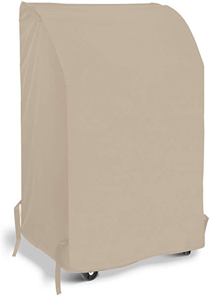 SunPatio 2 Burner Grill Cover 32 Inch, 600D Heavy Duty Waterproof Small Barbecue Cover for Weber Char-Broil Dyna-Glo and More Grills with Collapsed Side Tables, Beige