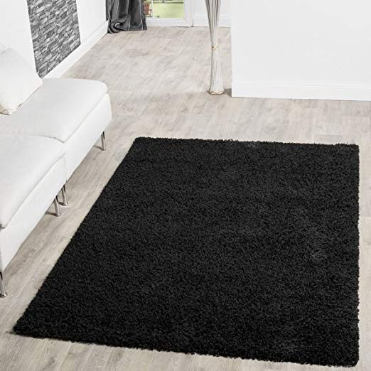 T&T Design Shaggy Rug Long Pile High Pile Modern Carpet, colour:black, Size:300x400 cm