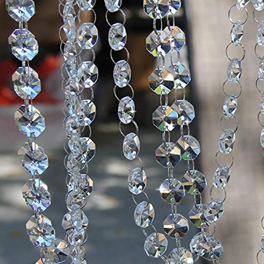 H&D 6FT Clear Crystal Garland Chandelier 14mm Octagon Beads Chain