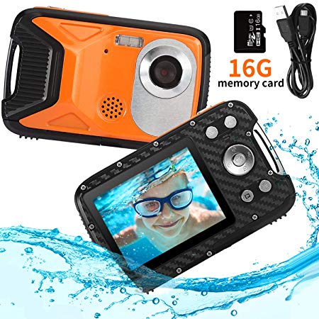 Pellor Waterproof Digital Camera for Snorkeling 2.8" FHD 1080P 8.0MP CMOS Sensor 21MP Video Recorder Selfie DV Recording Underwater Camerater Camera with 16 SD Card