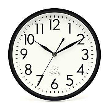 DreamSky 10 inches Silent Non-Ticking Quartz Wall Clock Decorative Indoor Kitchen Clock,3D Numbers Display,Battery Operated Wall Clocks
