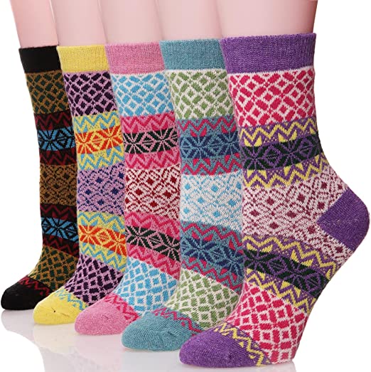 EBMORE Womens Wool Hiking Socks Warm Thick Thermal Winter Boot Cozy Crew Cabin Ladies Work Soft Socks for Cold Weather