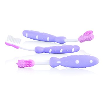 Nuby 3-Piece Toothbrush Set Purple