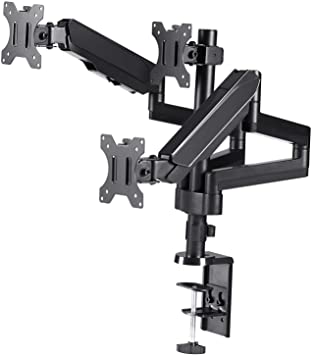 TechOrbits Triple Monitor Mount Stand Computer Screen Desk Mount Arm - Full Motion Swivel Articulating Gas Springs - Universal Fit for 13" - 30" Screens