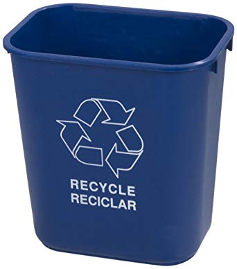 Carlisle 342928REC14 Plastic Recycle Deskside Wastebasket, 28 Quart, Blue (Pack of 12)