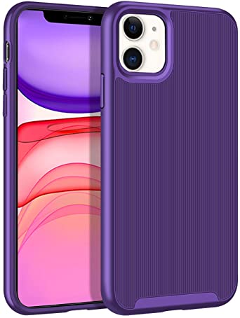 HoneyAKE Case for iPhone 11 Case Slim Protective Cover Anti Slip Hybrid Soft TPU Hard PC Bumper Raised Lips Rugged Shockproof Protection Shell for 6.1 inches iPhone 11 Purple