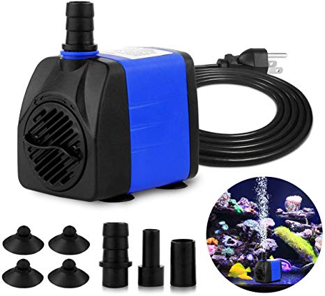 FREESEA 340-740 GPH Small Submersible Water Pump for Pond, Aquarium, Hydroponics, Fish Tank Fountain with 5.9ft Power Cord