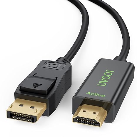 UVOOI Active DisplayPort to HDMI Cable 6FT 4K 60Hz, DP DisplayPort 1.4 to HDMI 2.0 Cable HDR Cord Support 4K@60hz 2K@165Hz 2K@144Hz, Multi-Display Eyefinity Technology