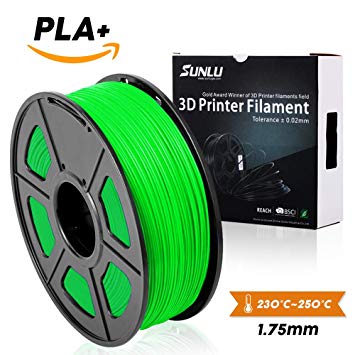 SUNLU 3D Printer Filament PLA Plus, 1.75mm PLA Filament, 3D Printing Filament Low Odor, Dimensional Accuracy  /- 0.02 mm, 2.2 LBS (1KG) Spool 3D Filament for 3D Printers & 3D Pens, Grass Green PLA