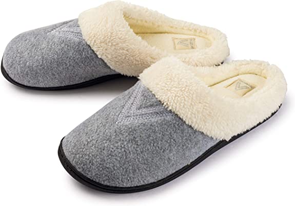 Roxoni Women's Slippers Wool-Like Fleece Lined Clog Comfort House Shoe Machine Washable