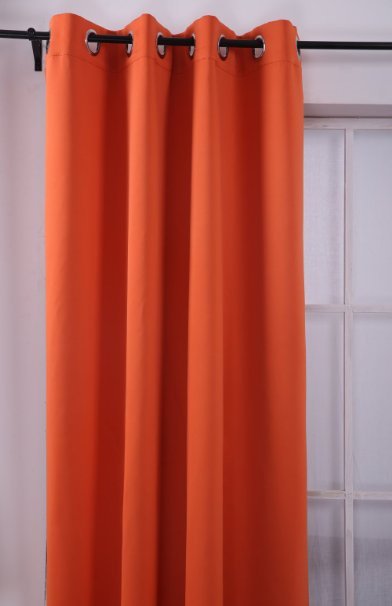 Deconovo Grommet Plush Orange Thermal Insulated Blackout Curtain Panel 52x84 Inch
