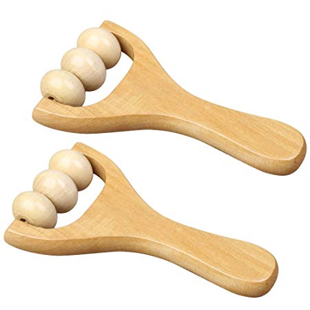 ROSENICE Wooden Massager 2 Pieces Wooden Roller Handheld Body Massage Tool Back Neck Shoulder