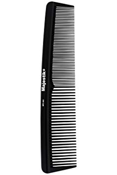 Majestik  Hair Comb- A Professional Hairdressing Carbon Fibre Comb Strength & Durability, Medium And Fine Tooth, Black, With Bespoke PVC Product Pouch 19.0 cm