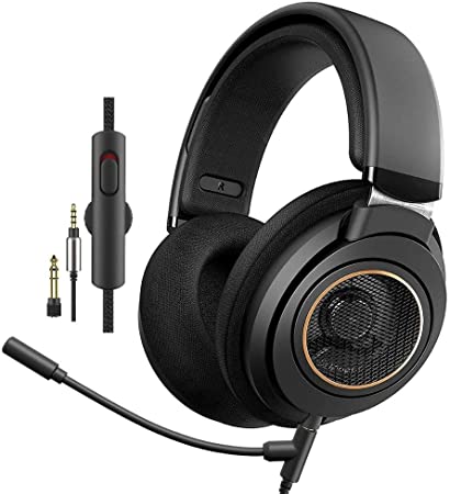 Philips SHP9600MB Wired Headphones with Microphone -Over-Ear Open-Back Headset, 50 mm Neodymium Drivers (SHP9600MB) - Black