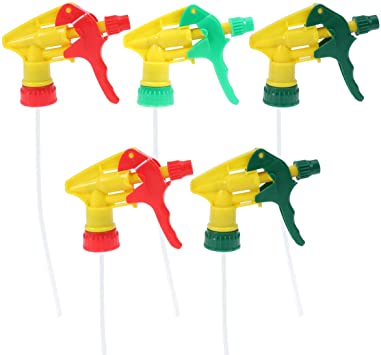 DOITOOL 10PCS Spray Bottle Trigger Replacement Trigger Sprayer Nozzles Chemical Resistant Spray Head Replacement Part for Plastic Spray Bottles for Gardening Cleaning Watering (Random Color)