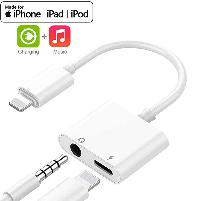 for iPhone Adapter Headphone for iPhone 8 Adapter 3.5mm Jack Adaptor Charger for iPhone 8/8Plus for iPhone7/7Plus/X/10/Xs/XSmax Earphone for iPhone Dongle 3.5mm Adaptor Support iOS 12 System
