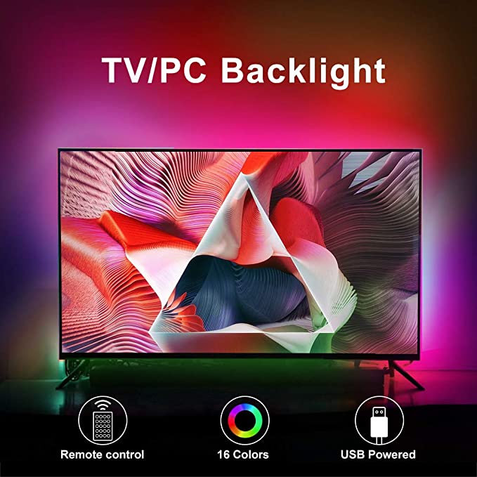 SolarLang LED TV Backlight kit with Remote, 9.9ft Suitable for 40-65 inch TV -16 Colors 4 Dynamic Lighting Effects, Bias Lighting for HDTV, Home Movie Decor