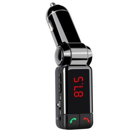 RyuGo BC06 Wireless Bluetooth FM Transmitter, Bluetooth Car Adapter, FM Radio Transmitter, Car Kit Handsfree Calling MP3 Player Support U Disk with Dual USB Ports
