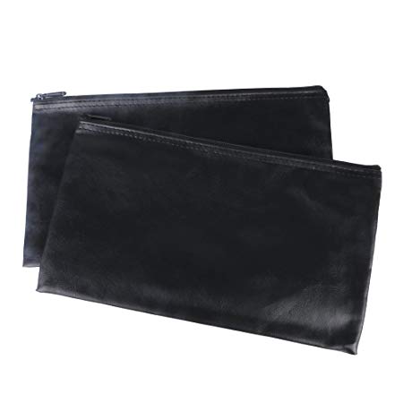 Eagle Security Bank Deposit Zipper Coin Bag, Money Bag, 11 X 6 Inches, 2-Pack, Black