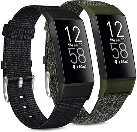 Vancle Woven Bands Compatible with Fitbit Charge 3 Bands and Fitbit Charge 4 Bands, Soft Woven Fabric Replacement Accessory Strap for Charge 4 Charge 3 Charge 3 SE Fitness Activity Tracker Men Women