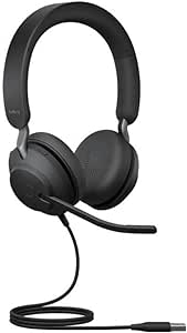 Jabra Evolve2 40 Casque PC Stereo Écouteurs Certifié Microsoft Teams à Réduction du Bruit avec Technologie d'Appel à 3 Microphones - Câble USB-A - Noir