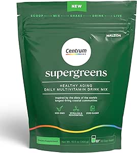 Centrum Supergreens - Superfood Powder & Multivitamin for Adults – Greens Powder to Support Gut Health & Healthy Inflammatory Response– 30-Day Supply