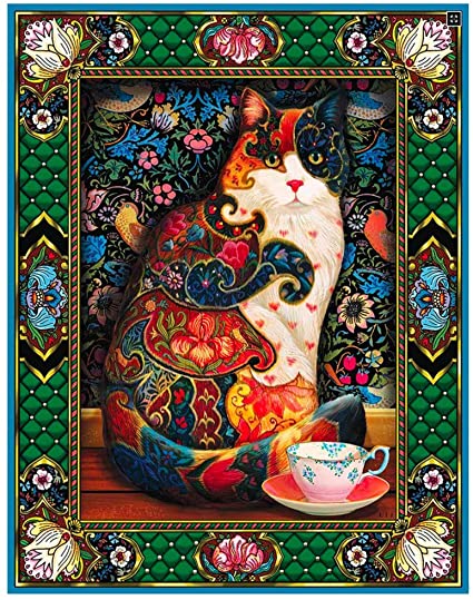 Large 5D Diamond Painting Kits for Adults Kids 16x20Inch/40x50cm Canvas SizeFull Drill Embroidery Dotz Kit Home Wall Art Decor by TOCARE, Cup Cat