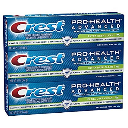 Crest Pro-Health Advanced Extra Deep Clean Gel Toothpaste, 5.1 Ounce, Pack of 3