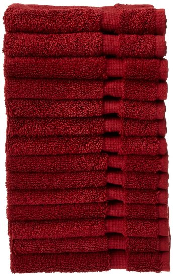 Luxury Hotel & Spa Towel 100% Genuine Turkish Cotton (Wash Cloth  - Set of 14, Cranberry)