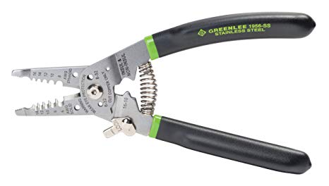 Greenlee 1956-SS Pro Stainless Wire Stripper, Cutter and Crimper Curve, 6-14AWG, 7.5-Inches