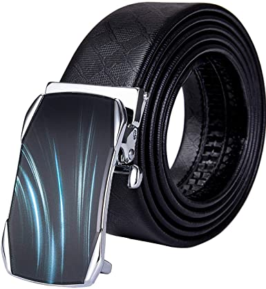 DiBanGu Mens Ratchet Belt,Automatic Buckle Cowhide Leather Sliding Belt for Mens,Fashion Click Dress Belt